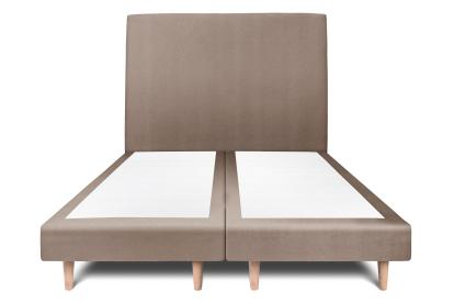 Lit 2x 80x200 cm - Sommier tapissier H29 cm + tête de lit tapissée - Tissu Velours Taupe