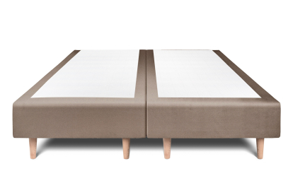 Lit 2x 100x200 cm - Sommier tapissier H35 cm + tête de lit capitonnée - Tissu Velours Taupe