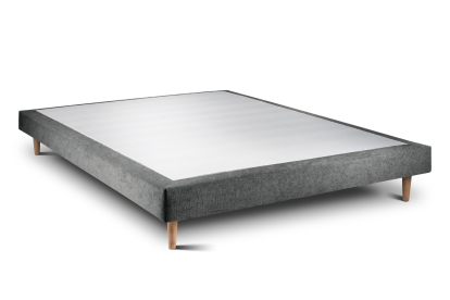 Lit 140x190 cm - Sommier tapissier H29 cm + tête de lit capitonnée - Tissu Toile natté Gris Anthracite