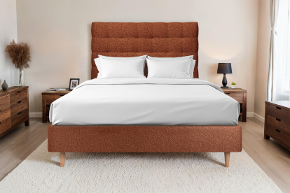 Tête de lit 140 cm Capitonnée - Tissu Bouclette Terracotta