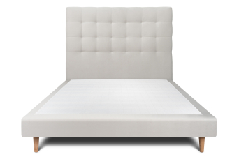 Lit 140x190 cm - Sommier tapissier H29 cm + tête de lit capitonnée - Tissu Velours Gris Clair