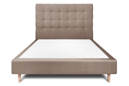 Lit 140x200 cm - Sommier tapissier H35 cm + tête de lit capitonnée - Tissu Velours Taupe