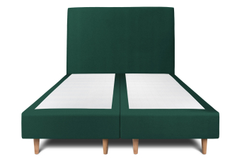 Lit 2x 90x200 cm - Sommier tapissier H35 cm + tête de lit tapissée - Tissu Velours Vert