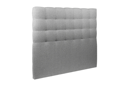 Lit coffre 140x190 cm avec Tête de lit capitonnée - Tissu Bouclette Gris