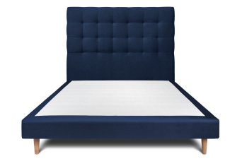 Lit 160x200 cm - Sommier tapissier H29 cm + tête de lit capitonnée - Tissu Velours Bleu Océan