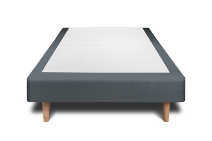 Lit 90x200 cm - Sommier tapissier H29 cm + tête de lit capitonnée - Tissu Velours Gris Anthracite