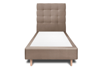 Lit 90x190 cm - Sommier tapissier H35 cm + tête de lit capitonnée - Tissu Velours Taupe