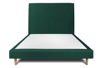 Lit 160x200 cm - Sommier tapissier H29 cm + tête de lit tapissée - Tissu Velours Vert