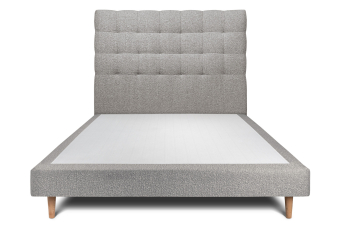 Lit 160x200 cm - Sommier tapissier H29 cm + tête de lit capitonnée - Tissu Bouclette Gris