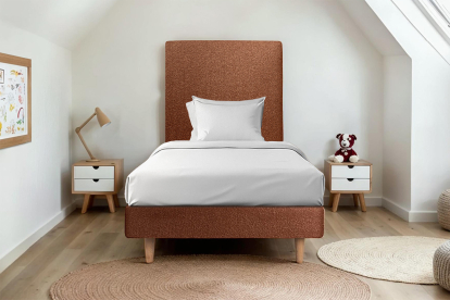 Sommier Tapissier 80x200 cm - H29 cm - Bouclette - Terracotta
