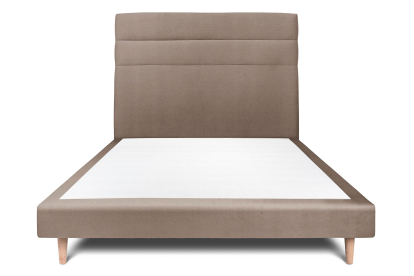 Lit 140x190 cm - Sommier tapissier H29 cm + tête de lit à lignes - Tissu Velours Taupe