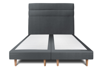 Lit 2x 80x200 cm - Sommier tapissier H29 cm + tête de lit à lignes - Tissu Velours Gris Anthracite