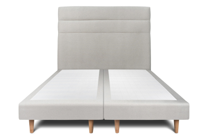 Lit 2x 80x200 cm - Sommier tapissier H29 cm + tête de lit à lignes - Tissu Velours Gris Clair
