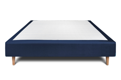 Sommier Tapissier 140x200 cm - H35 cm - Velours - Bleu océan