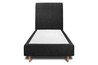 Lit 90x190 cm - Sommier tapissier H35 cm + tête de lit tapissée - Tissu Toile natté Noir