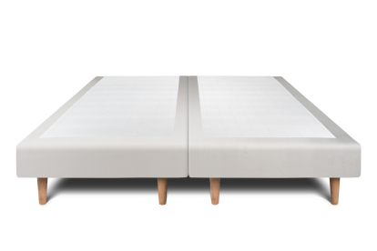 Lit 2x 80x200 cm - Sommier tapissier H29 cm + tête de lit tapissée - Tissu Velours Gris Clair