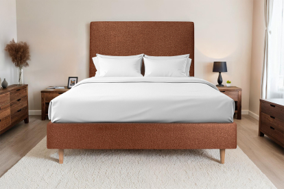 Tête de lit 200 cm Tapissée - Tissu Bouclette Terracotta