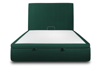 Lit coffre 200x200 cm avec Tête de lit tapissée - Tissu Velours Vert