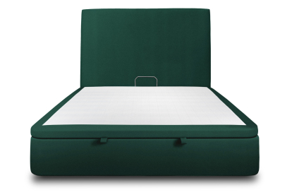 Lit coffre 200x200 cm avec Tête de lit tapissée - Tissu Velours Vert
