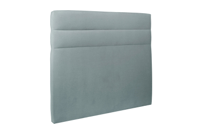Lit 180x200 cm - Sommier à lattes H29 cm + tête de lit à lignes - Tissu Velours Gris Bleuté