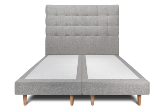 Lit 2x 80x200 cm - Sommier tapissier H29 cm + tête de lit capitonnée - Tissu Bouclette Gris