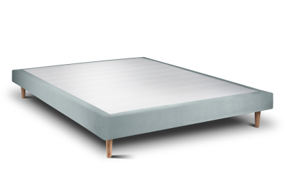 Lit 160x200 cm - Sommier tapissier H29 cm + tête de lit à lignes - Tissu Velours Gris Bleuté