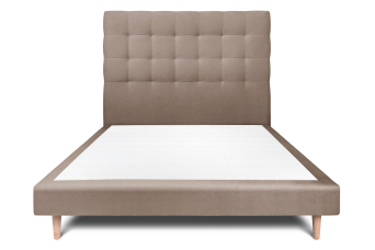 Lit 140x200 cm - Sommier tapissier H29 cm + tête de lit capitonnée - Tissu Velours Taupe
