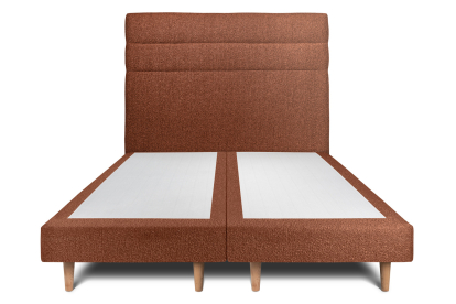 Lit 2x 100x200 cm - Sommier tapissier H29 cm + tête de lit à lignes - Tissu Bouclette Terracotta
