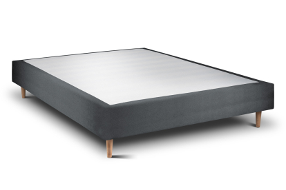 Lit 140x200 cm - Sommier tapissier H35 cm + tête de lit capitonnée - Tissu Velours Gris Anthracite