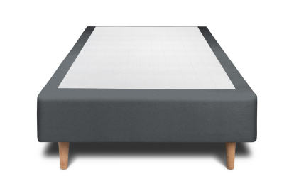 Lit 90x190 cm - Sommier tapissier H35 cm + tête de lit à lignes - Tissu Velours Gris Anthracite