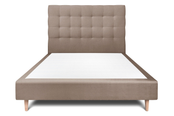 Lit 140x190 cm - Sommier tapissier H35 cm + tête de lit capitonnée - Tissu Velours Taupe