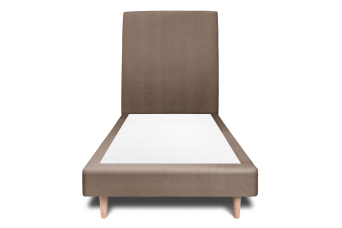 Lit 90x190 cm - Sommier tapissier H29 cm + tête de lit tapissée - Tissu Velours Taupe