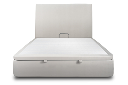 Lit coffre 180x200 cm avec Tête de lit tapissée - Tissu Velours Gris Clair