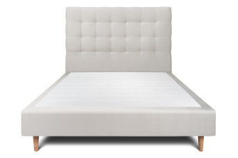Lit 140x190 cm - Sommier tapissier H35 cm + tête de lit capitonnée - Tissu Velours Gris Clair