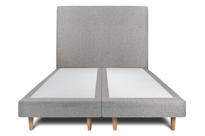 Lit 2x 90x200 cm - Sommier tapissier H29 cm + tête de lit tapissée - Tissu Bouclette Gris