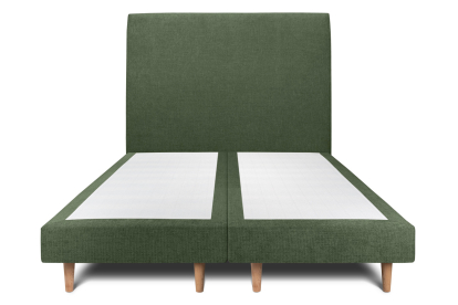 Lit 2x 80x200 cm - Sommier tapissier H29 cm + tête de lit tapissée - Tissu Toile natté Vert Kaki