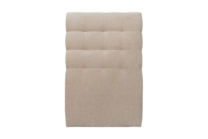 Lit 90x200 cm - Sommier tapissier H29 cm + tête de lit capitonnée - Tissu Toile natté Beige Brun