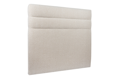 Lit coffre 160x200 cm avec Tête de lit à lignes - Tissu Bouclette Beige Clair