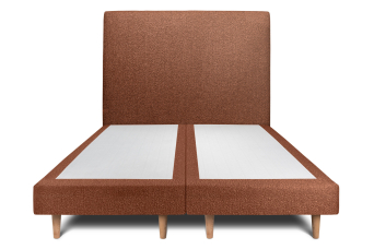 Lit 2x 100x200 cm - Sommier tapissier H29 cm + tête de lit tapissée - Tissu Bouclette Terracotta