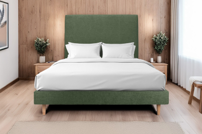 Sommier Tapissier 140x190 cm - H29 cm - Toile nattée - Vert kaki