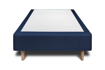 Sommier Tapissier 90x190 cm - H35 cm - Velours - Bleu océan