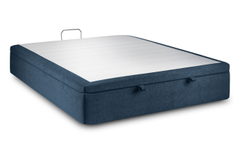 Sommier Coffre 180x200 cm - Toile nattée  - Bleu océan