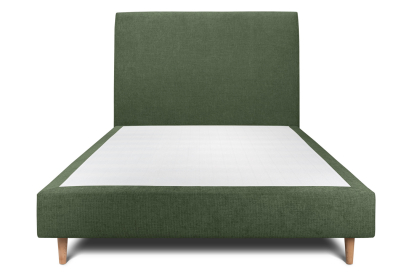 Lit 140x190 cm - Sommier tapissier H35 cm + tête de lit tapissée - Tissu Toile natté Vert Kaki