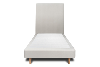 Lit 90x190 cm - Sommier tapissier H29 cm + tête de lit tapissée - Tissu Velours Gris Clair
