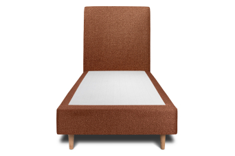 Lit 90x200 cm - Sommier tapissier H35 cm + tête de lit tapissée - Tissu Bouclette Terracotta