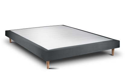 Lit 140x190 cm - Sommier tapissier H29 cm + tête de lit tapissée - Tissu Velours Gris Anthracite