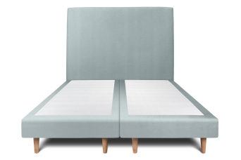 Lit 2x 100x200 cm - Sommier tapissier H29 cm + tête de lit tapissée - Tissu Velours Gris Bleuté