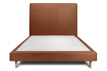Lit 140x190 cm - Sommier tapissier H29 cm + tête de lit tapissée - Tissu Bouclette Terracotta