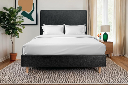 Tête de lit 140 cm Tapissée - Tissu Bouclette Noir