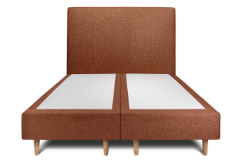 Lit 2x 100x200 cm - Sommier tapissier H35 cm + tête de lit tapissée - Tissu Bouclette Terracotta